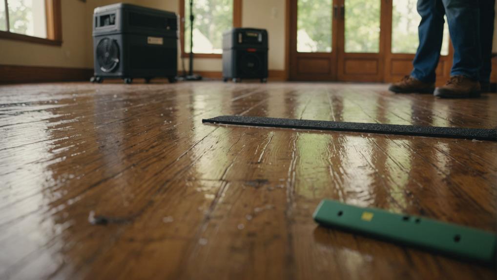 Professional water damage restoration technicians responding to burst pipe emergency